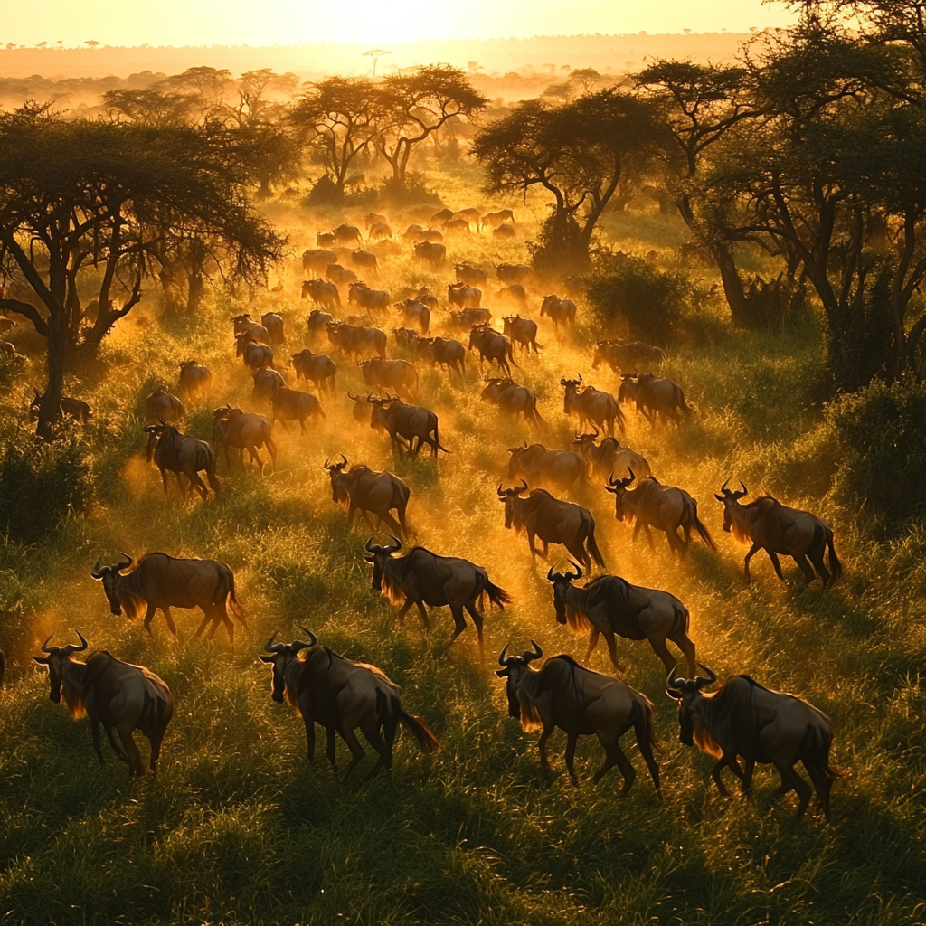 The Great Nile Migration in South Sudan, the world's largest land mammal migration, featuring around six million antelopes, including white-eared Kob and Mongalla gazelle.